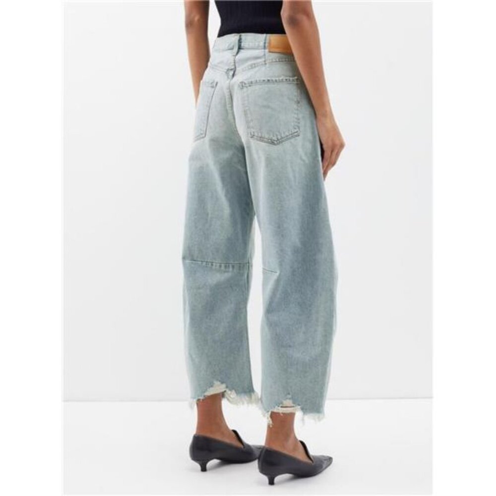 Light Distressed Wide Leg Baggy Barrel Jeans High Waist Y2K Grunge Streetwear - Picture 4 of 7